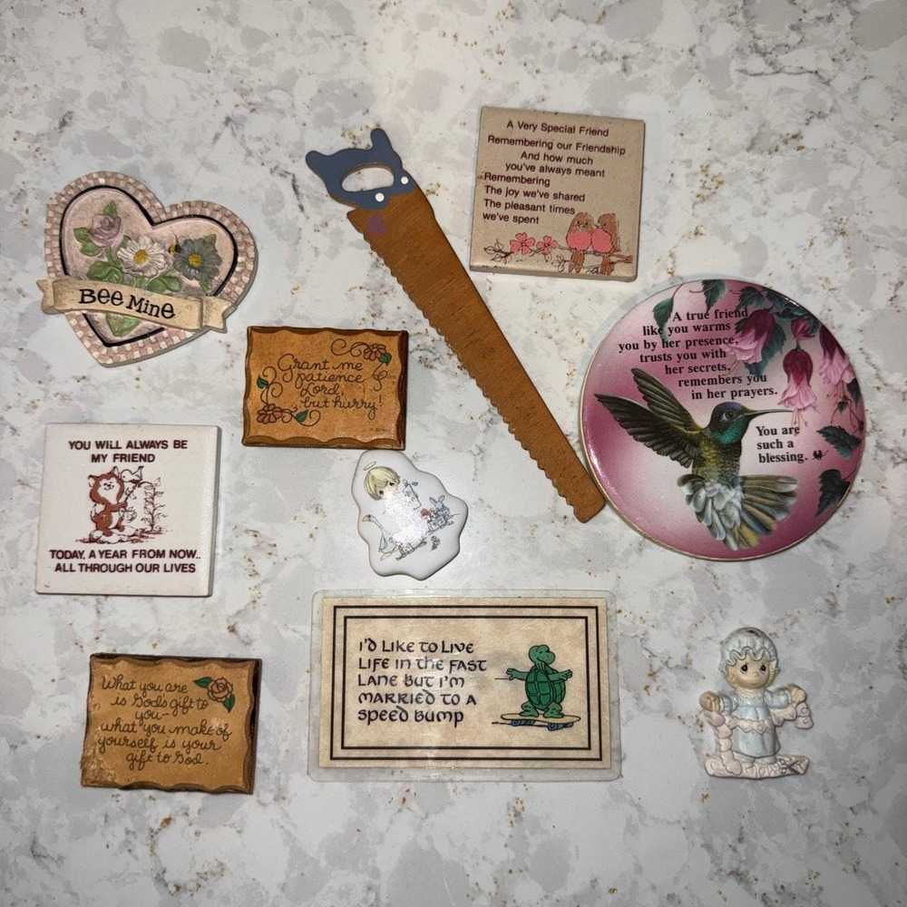 Vintage Refrigerator Magnet Lot Precious Moments Hummingbird Inspirational 10pc